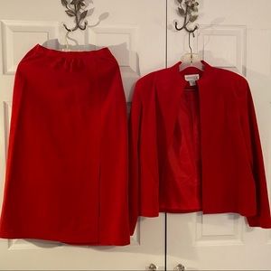 Vintage 70s True Red Ultrasuede Skirt Suit